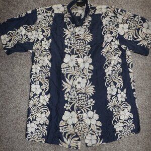 men's HAWAIIAN SILK COMPANY silk button down shirt size large